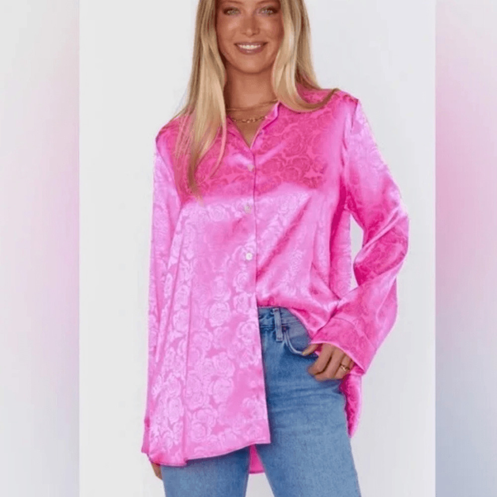 NEW! Show me your Mumu Elegant Pink Satin Women's Top